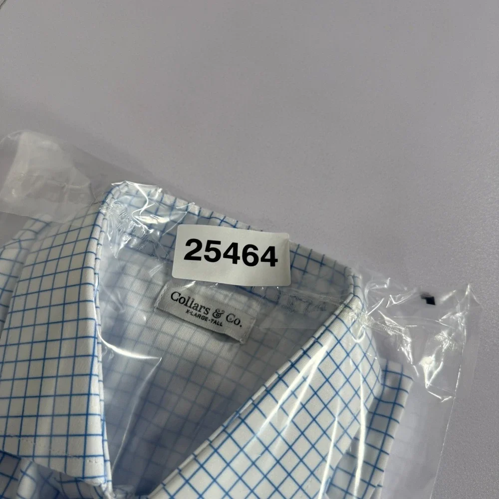 Collars & Co Polo Shirt Mens 3XL Tall White Blue Dress Collar‎ Performance Golf